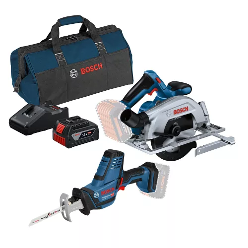 Bosch akkus gépszett GKS 185-LI + GSA 18V-LI C + 1x 5ah akku táskában