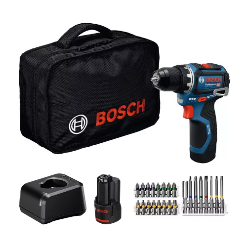 Bosch GSR 12V-32  Akkus fúrócsavarozó  (2x2.0Ah, GAL 12V-20, 24db-os tartozékszettel) hordtáskába