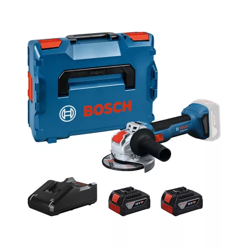 Bosch GWX 18V-8 Akkus sarokcsiszoló X-LOCK (2x4,0Ah akkuval; GAL 1840 töltővel) L-Boxx-ban