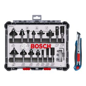   Bosch marószár készlet 15 részes, Befogás: 8mm + ajándék Bosch vágókés