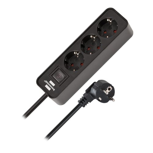 Brennenstuhl Ecolor elosztó 3 dugalj, fekete, 1,5m