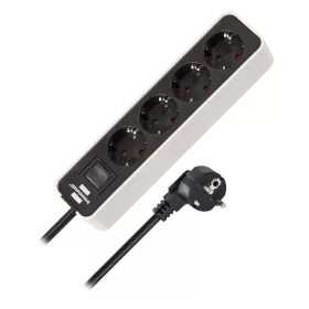 Brennenstuhl Ecolor elosztó 4 dugalj, fekete/fehér, 1,5m