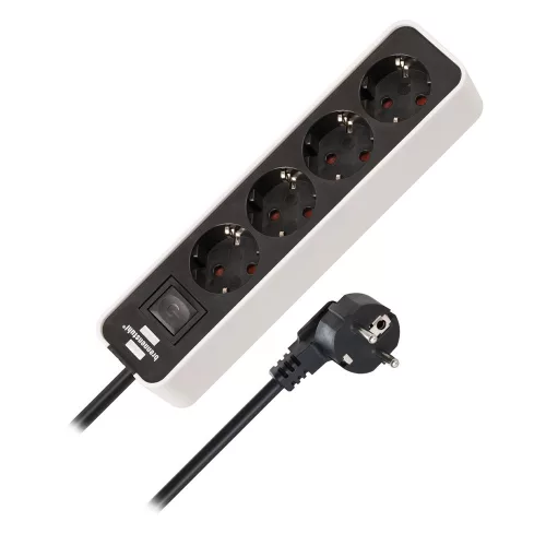 Brennenstuhl Ecolor elosztó 4 dugalj, fekete/fehér, 1,5m