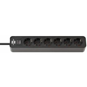 Brennenstuhl Ecolor elosztó 6 dugalj, fekete, 1,5m