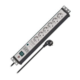   Brennenstuhl Premium-Line 60.000A elosztó, 6 dugalj, fekete/fehér, 3m