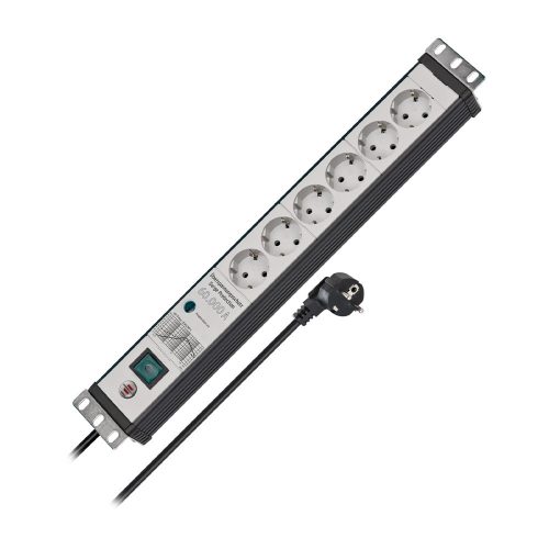 Brennenstuhl Premium-Line 60.000A elosztó, 6 dugalj, fekete/fehér, 3m