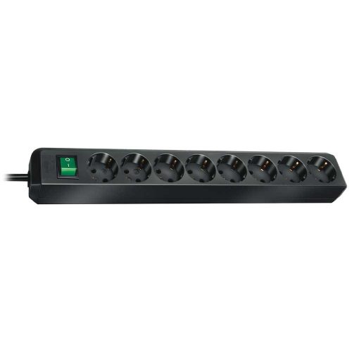 Brennenstuhl Eco-Line elosztó, 8 dugalj, fekete, 3m