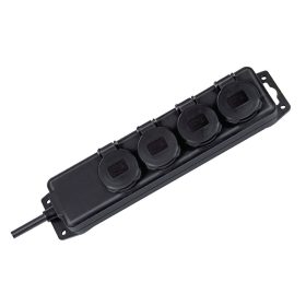 Brennenstuhl elosztó, 4 dugalj, fekete, 2m, IP44