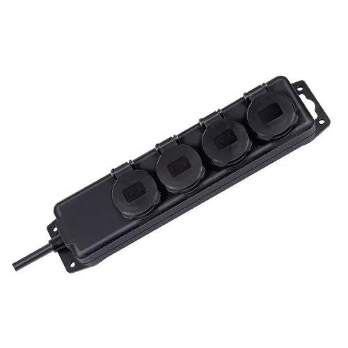 Brennenstuhl elosztó, 4 dugalj, fekete, 2m, IP44