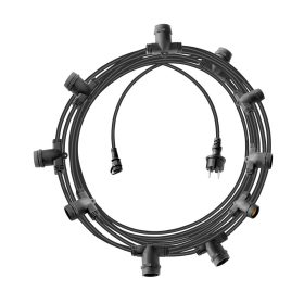   Brennenstuhl Tündérlámpák 10 aljzattal E27 10m H07RN-F 2x1,5 fekete *DE*