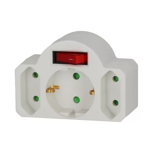 Brennenstuhl Adapterdugó Euro 2 + földelő érintkező 1 kapcsolóval