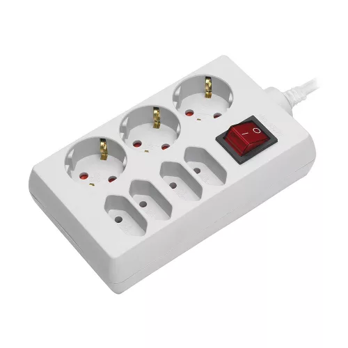 Brennenstuhl 7-utas DUO aljzat fehér 1,4 m H05VV-F 3G1,5 kapcsolóval