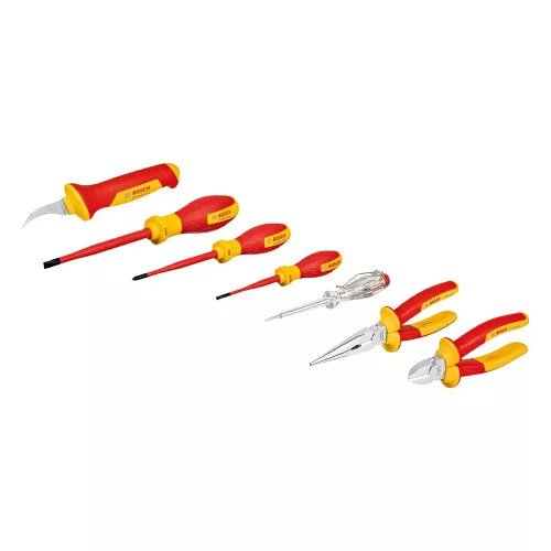 Bosch VDE vegyes kéziszerszám-készlet, 7 darabos (fogók / csavarhúzók / kés)