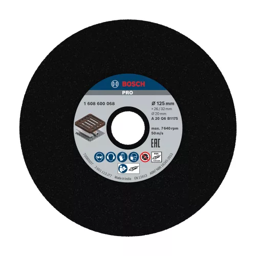 Bosch PRO Metal csiszolókorong, 125x26x20 mm, szemcseméret: G20, fémhez