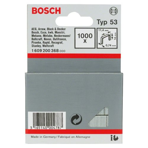Bosch finomhuzal tűzőkapocs Type 53 14mm 1000db