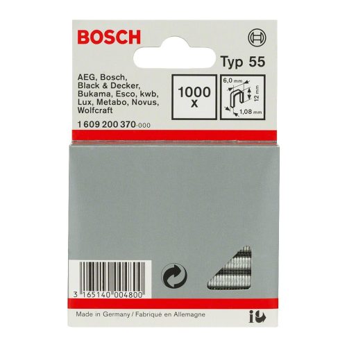 Bosch keskenyhátú tűzőkapocs Type 55 12mm 1000db