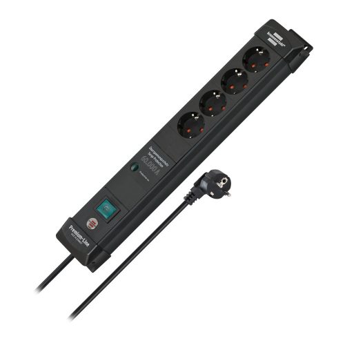 Brennenstuhl Premium-Line 60.000A túlfeszültség-védelmi aljzatszalag 4-szeres fekete 1,8m 3G1,5