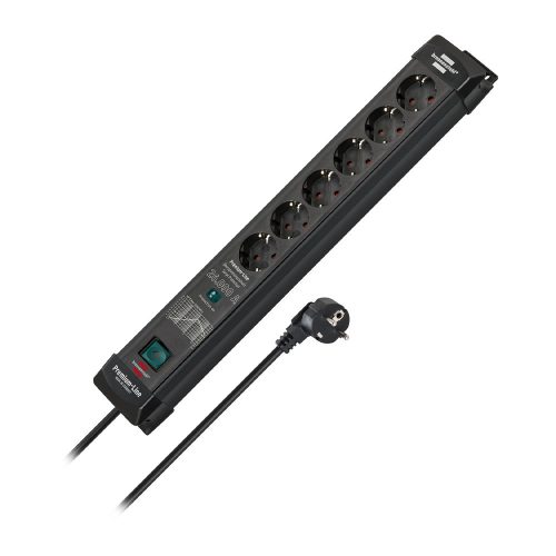 Brennenstuhl Premium-Line túlfeszültség védelem 26000A 6 dugaszhelyes fekete 1,8 m 3G1,5