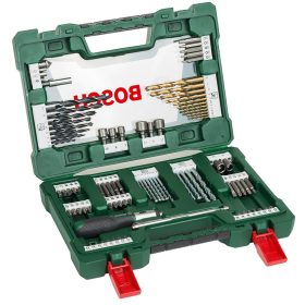   Bosch V-Line TiN 91 részes tartozék készlet + racsnis csavarhúzó + mágnesrúd