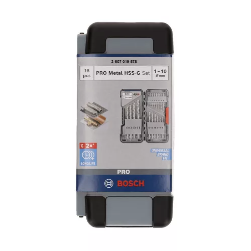 Bosch PRO HSS-G fémfúrószár készlet hengeres befogással 1-10mm 18 részes