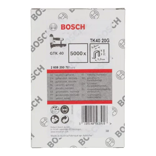 Bosch keskenyhátú tűzőkapocs TK40 20G 5000db