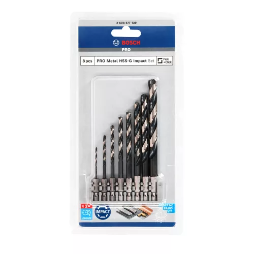 Bosch PRO HSS Impact Control DIN 338 fémfúrószár készlet 1/4" Bit befogással 2-10mm 8 részes