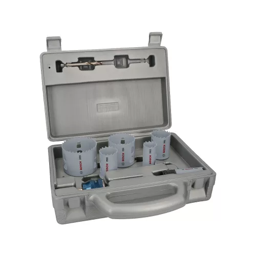 Bosch PRO Multi Material PC Plus körkivágó készlet befogóval, 9 részes, 20,25,32,38,51,64 mm