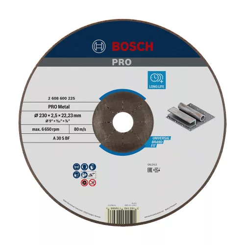 Bosch PRO egyenes vágókorong, 230x2,5x22,23 mm, fémhez