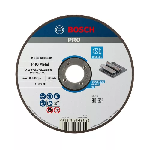 Bosch PRO egyenes vágókorong, 150x2,5x22,23 mm, fémhez