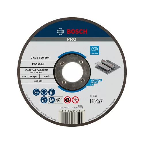 Bosch PRO egyenes vágókorong, 125x2,5x22,23 mm, fémhez