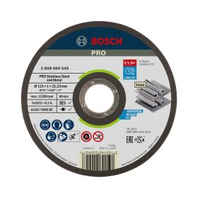   Bosch PRO egyenes vágókorong, 115x1x22,23 mm, inoxhoz, fémhez
