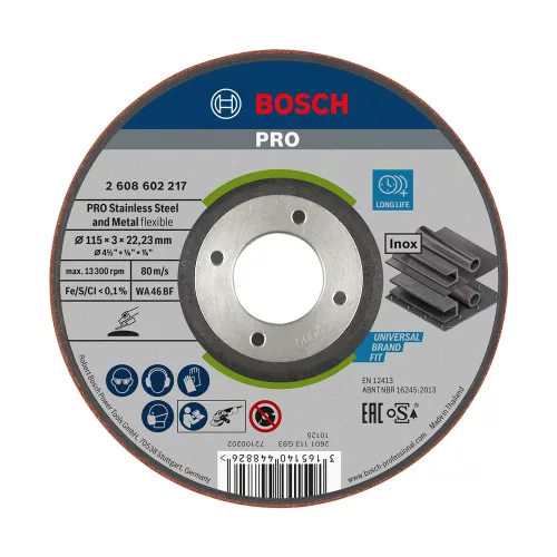 Bosch PRO félrugalmas csiszolótárcsa 115x3x22,23 mm, inoxhoz, fémhez