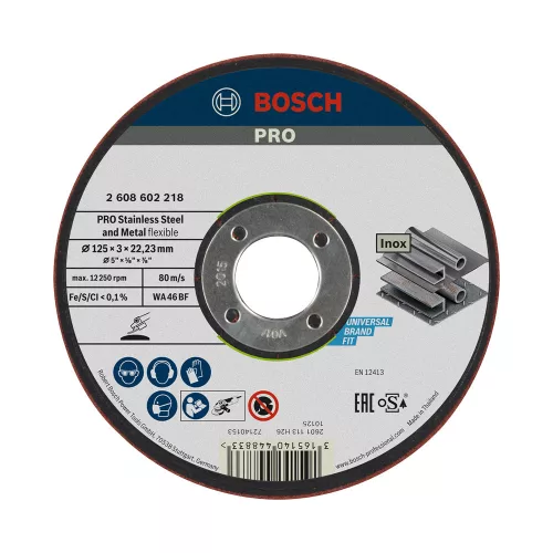 Bosch PRO félrugalmas csiszolótárcsa 125x3x22,23 mm, inoxhoz, fémhez