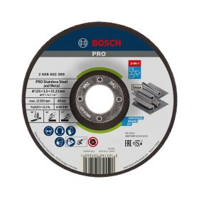   Bosch PRO 3-in-1 hajlított vágókorong, 125x2,5x22,23 mm, inoxhoz, fémhez