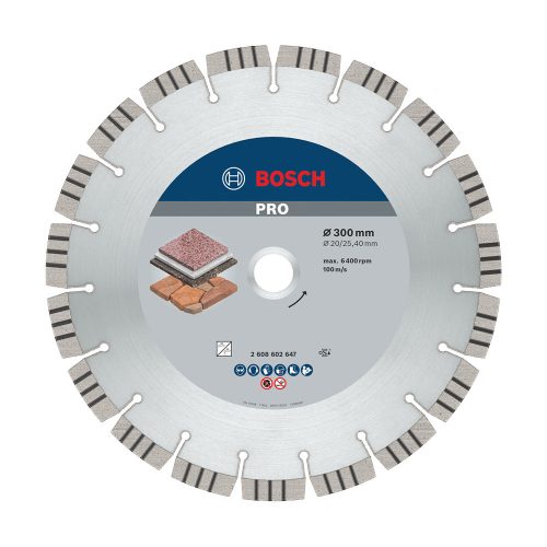 Bosch PRO Stone gyémánt vágókorong, 300x20/25,4 mm, vasbeton, gránit, terméskő