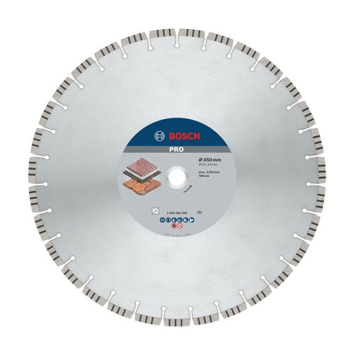 Bosch PRO Stone gyémánt vágókorong, 450x25,4 mm, vasbeton, gránit, terméskő