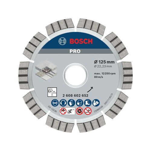 Bosch PRO Concrete gyémánt vágókorong, 125x22,23 mm, vasbeton, beton