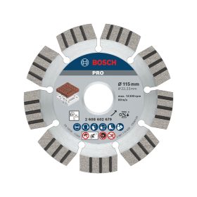   Bosch PRO Abrasive gyémánt vágókorong, 115x22,23 mm, cserép, mészkő, gipsz, gázbeton, beton