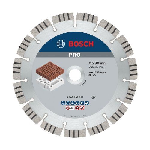 Bosch PRO Abrasive gyémánt vágókorong, 230x22,23 mm, cserép, mészkő, gipsz, gázbeton, beton