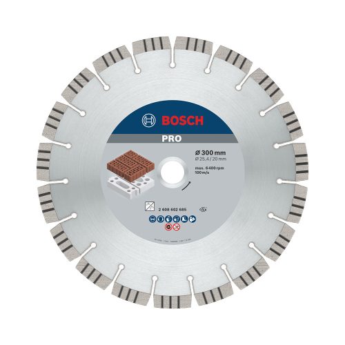 Bosch PRO Abrasive gyémánt vágókorong, 300x20/25,4 mm, cserép, mészkő, gipsz, gázbeton, beton
