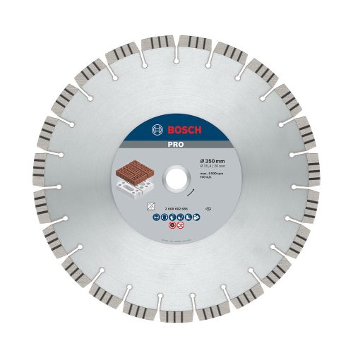 Bosch PRO Abrasive gyémánt vágókorong, 350x20/25,4 mm, cserép, mészkő, gipsz, gázbeton, beton