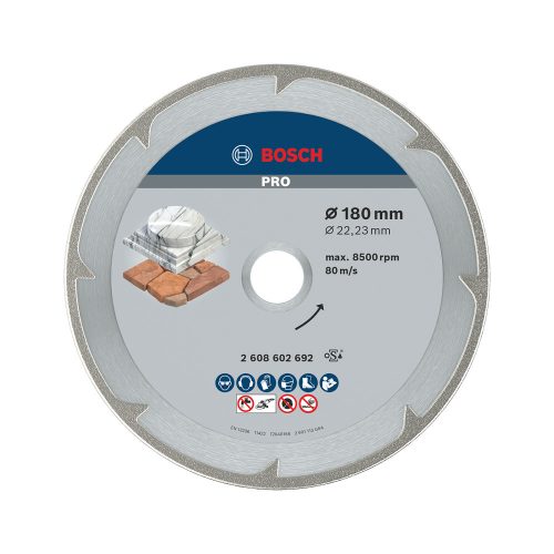 Bosch PRO Marble galvanizált gyémánt vágókorong, 180x22,23 mm, márvány