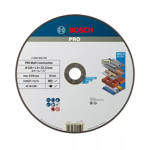 Bosch PRO Multi Material egyenes vágókorong, 230x1,9x22,23 mm, fém, műanyag, üreges téglához