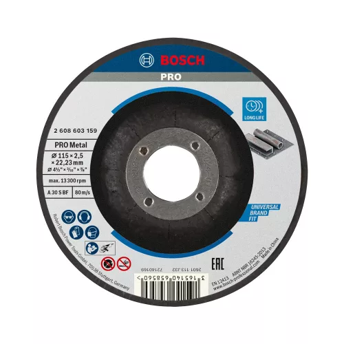 Bosch PRO hajlított vágókorong, 115x2,5x22,23 mm, fémhez