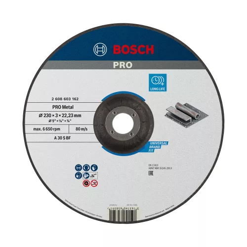 Bosch PRO hajlított vágókorong, 230x3x22,23 mm, fémhez
