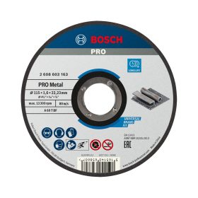 Bosch PRO egyenes vágókorong, 115x1,6x22,23 mm, fémhez