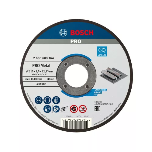 Bosch PRO egyenes vágókorong, 115x2,5x22,23 mm, fémhez