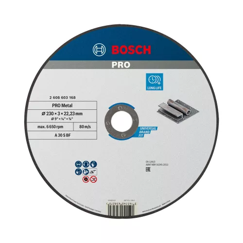 Bosch PRO egyenes vágókorong, 230x3x22,23 mm, fémhez