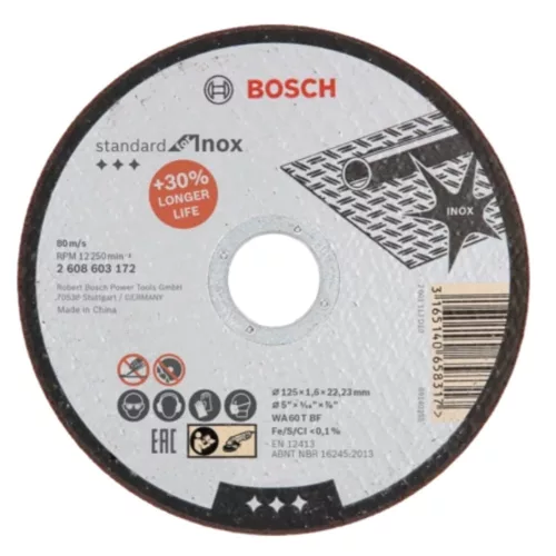 Bosch PRO egyenes vágókorong, 125x1,6x22,23 mm, inoxhoz, fémhez