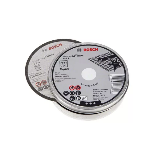 Bosch PRO egyenes vágókorong készlet fémdobozban, 115x1x22,23 mm, inoxhoz, fémhez 10 db